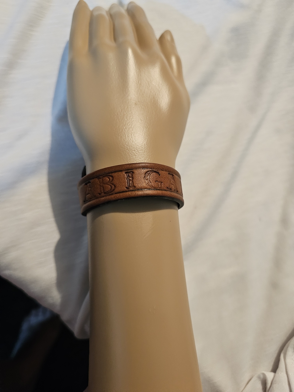 Unbranded Brown Leather Embossed Name Abigail Bracelet